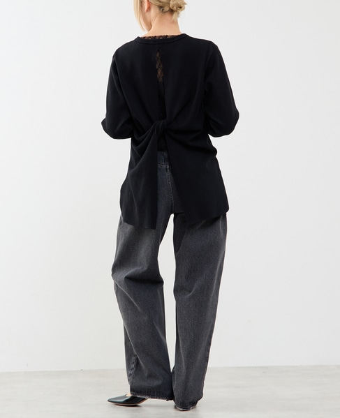 【A_/エース】バックツイストデザインクルーネックカットソー 詳細画像 ブラック 5