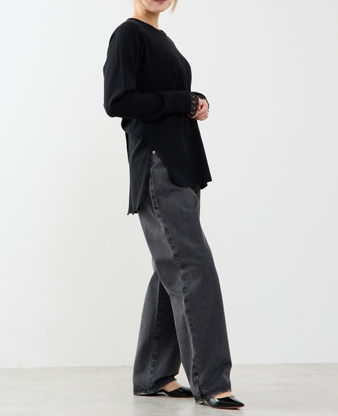 【A_/エース】バックツイストデザインクルーネックカットソー 詳細画像 ブラック 7