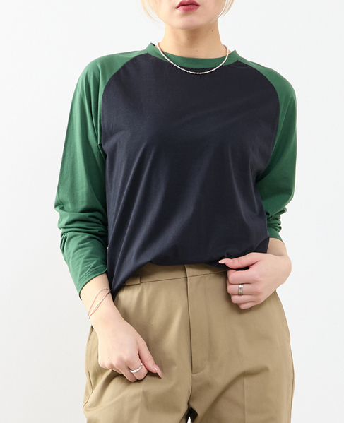 【A_/エース】カーブヘムベースボールTシャツ 詳細画像 ネイビー 1