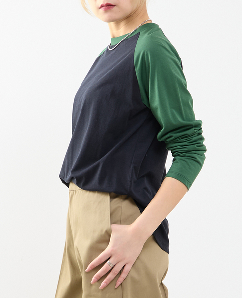 【A_/エース】カーブヘムベースボールTシャツ 詳細画像 ネイビー 2