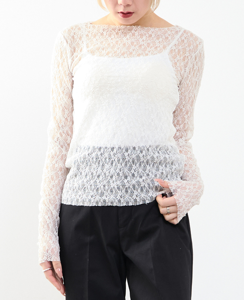 【A_/エース】ストレッチレースプルオーバー 詳細画像 オフホワイト 1