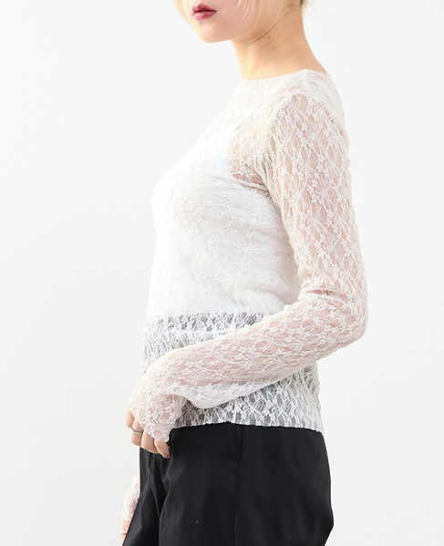 【A_/エース】ストレッチレースプルオーバー 詳細画像 オフホワイト 2