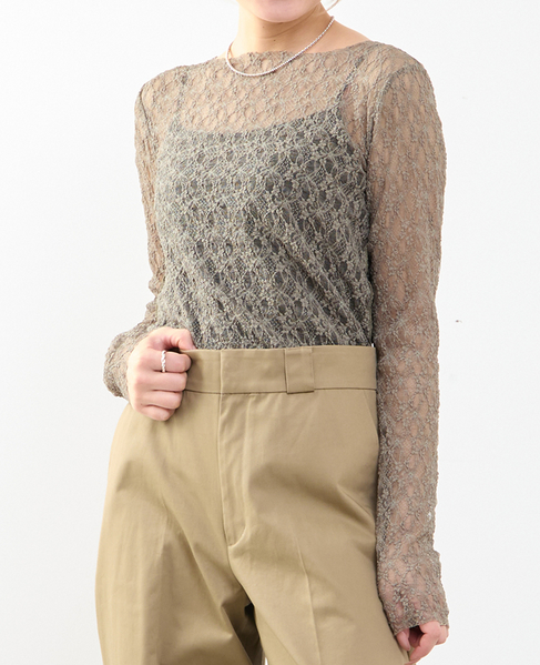 【A_/エース】ストレッチレースプルオーバー 詳細画像 カーキ 1
