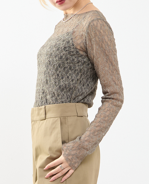 【A_/エース】ストレッチレースプルオーバー 詳細画像 カーキ 2