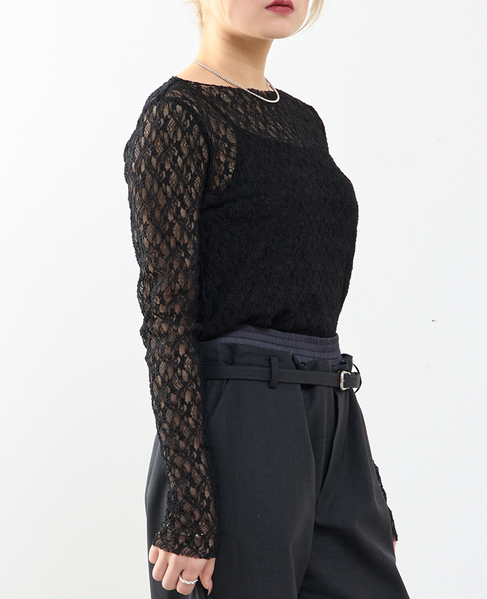 【A_/エース】ストレッチレースプルオーバー 詳細画像 ブラック 2