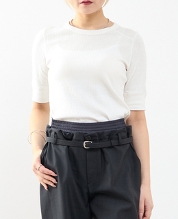 ランダムリブ5分袖Tシャツ