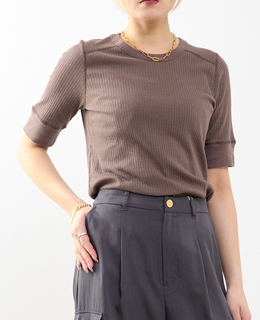 ランダムリブ5分袖Tシャツ