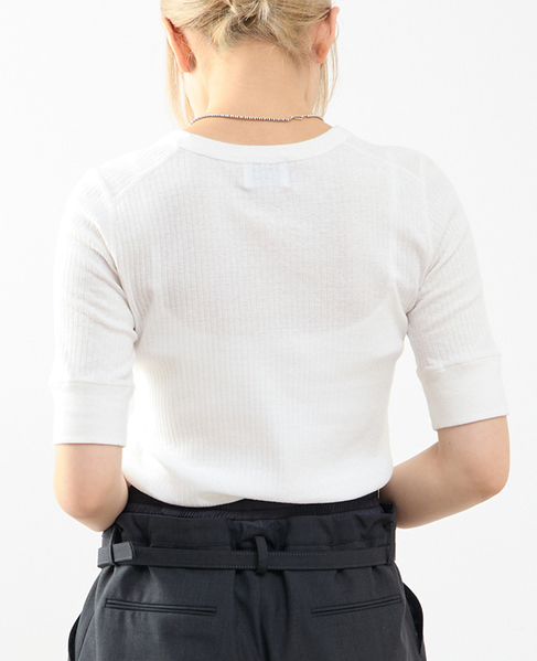 ランダムリブ5分袖Tシャツ 詳細画像 オフホワイト 3