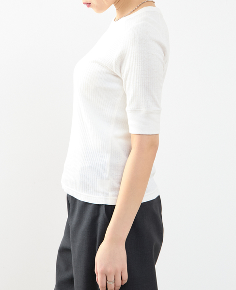 ランダムリブ5分袖Tシャツ 詳細画像 オフホワイト 6