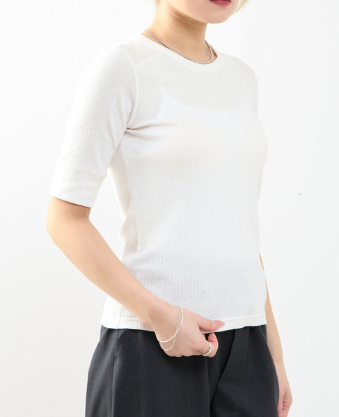 ランダムリブ5分袖Tシャツ 詳細画像 オフホワイト 7
