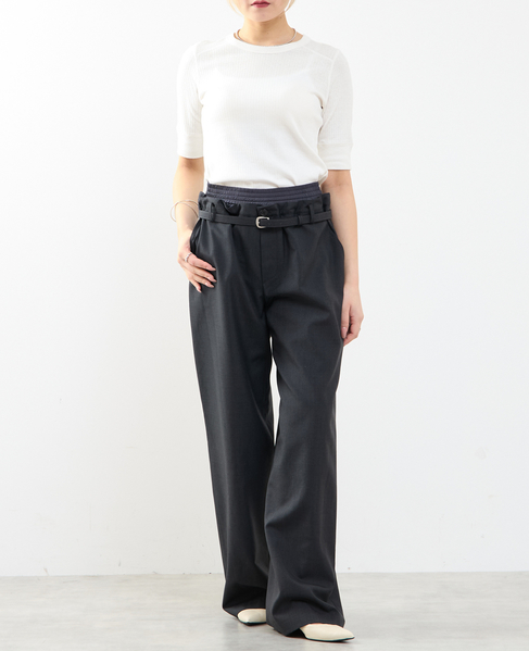 ランダムリブ5分袖Tシャツ 詳細画像 オフホワイト 8