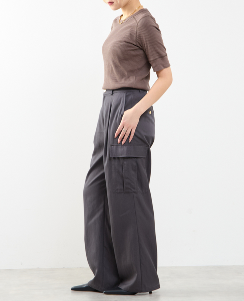 ランダムリブ5分袖Tシャツ 詳細画像 ブラウン 6