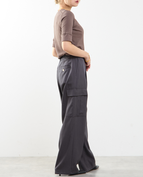 ランダムリブ5分袖Tシャツ 詳細画像 ブラウン 8