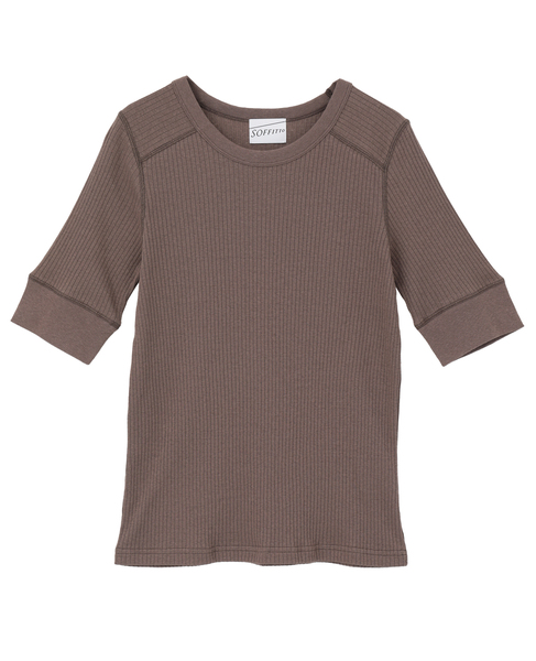ランダムリブ5分袖Tシャツ 詳細画像 ブラウン 9