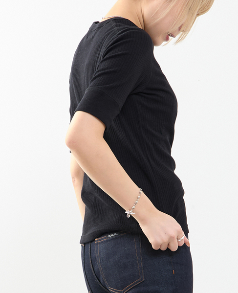 ランダムリブ5分袖Tシャツ 詳細画像 ブラック 2