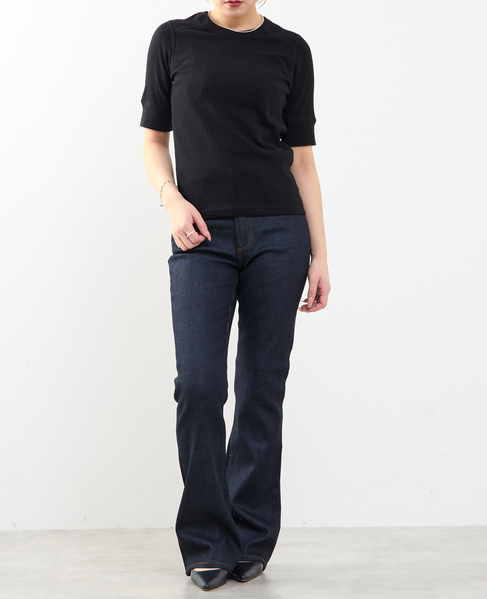 ランダムリブ5分袖Tシャツ 詳細画像 ブラック 5