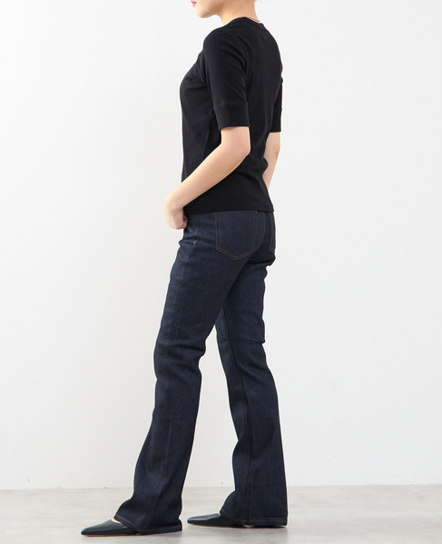 ランダムリブ5分袖Tシャツ 詳細画像 ブラック 6