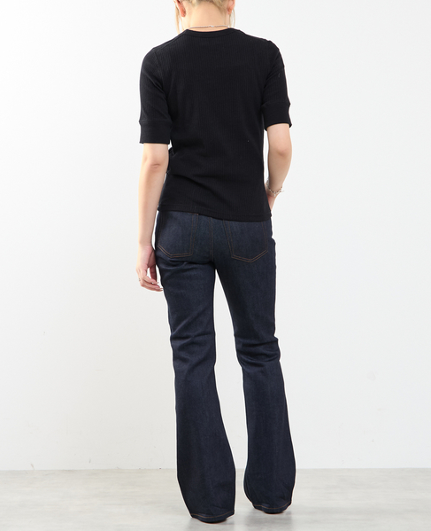 ランダムリブ5分袖Tシャツ 詳細画像 ブラック 7