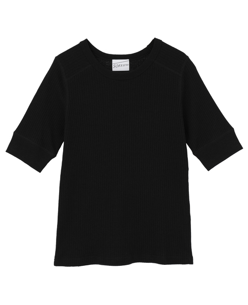 ランダムリブ5分袖Tシャツ 詳細画像 ブラック 9
