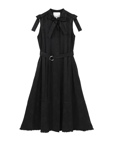 【3.1 Phillip Lim/スリーワンフィリップリム】Floral Jacquard Belted Dress 詳細画像 ブラック 1