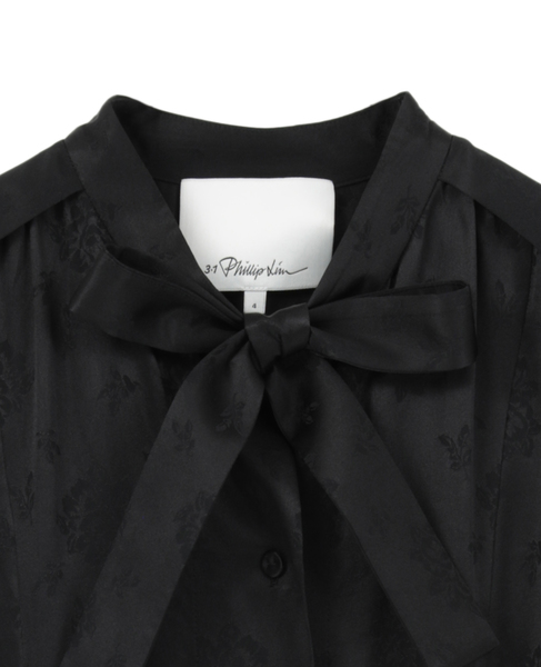 【3.1 Phillip Lim/スリーワンフィリップリム】Floral Jacquard Belted Dress 詳細画像 ブラック 3