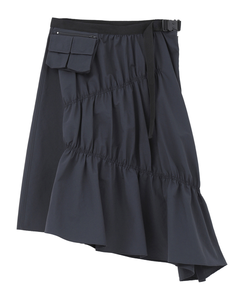 【3.1 Phillip Lim/スリーワンフィリップリム】Ripstop Asymmetric Skirt with Ruching 詳細画像 ネイビー 1