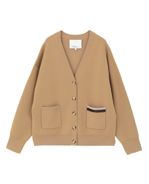 【3.1 Phillip Lim/スリーワンフィリップリム】Beaded Embellishment V-Neck Cardigan 詳細画像 ベージュ 1