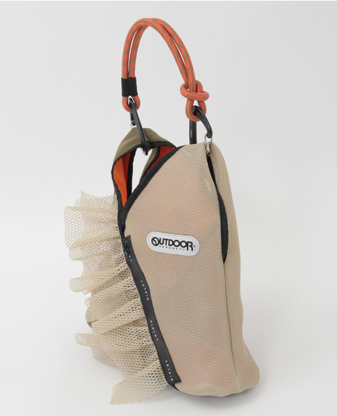 【RISLEY&times;OUTDOOR(リズレイ&times;アウトドア)】トライアングルフリルメッシュBAGミニ [R2601-TMM47] 詳細画像 ベージュ 2