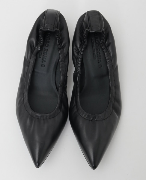 【CORSO ROMA9/コルソローマ】ポインテッドトゥギャザーパンプス 詳細画像 ブラック 2