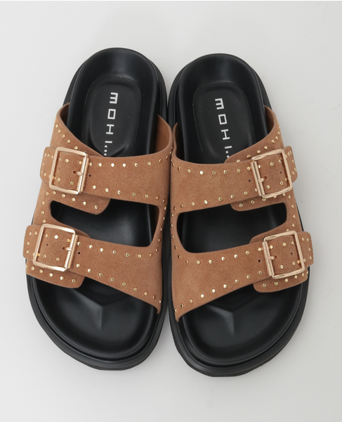 【MOHI/モヒ】スエード ダブルベルト スタッズ サンダル 12RD22-108-AF 詳細画像 キャメル 2