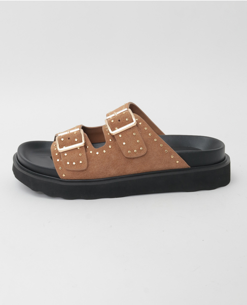 【MOHI/モヒ】スエード ダブルベルト スタッズ サンダル 12RD22-108-AF 詳細画像 キャメル 4