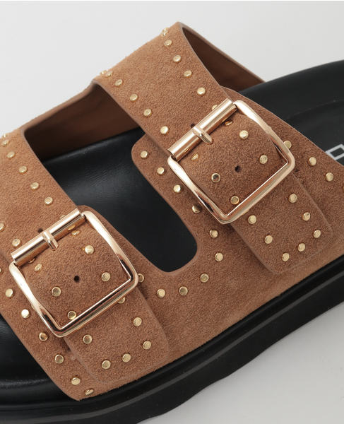 【MOHI/モヒ】スエード ダブルベルト スタッズ サンダル 12RD22-108-AF 詳細画像 キャメル 7