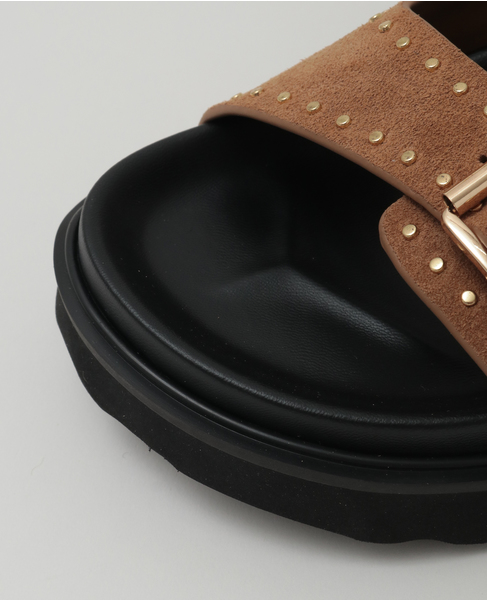 【MOHI/モヒ】スエード ダブルベルト スタッズ サンダル 12RD22-108-AF 詳細画像 キャメル 8