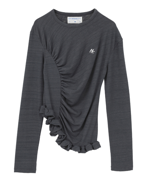 【OURSAALTY/アワーソルティ】PLEASANT FRILL T-SHIRTS 詳細画像 チャコールグレー 1