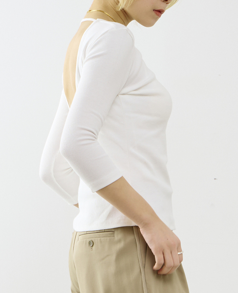 【GREEN BUTTER/グリーンバター】Three-quarter Sleeve Tee 詳細画像 アイボリー 4