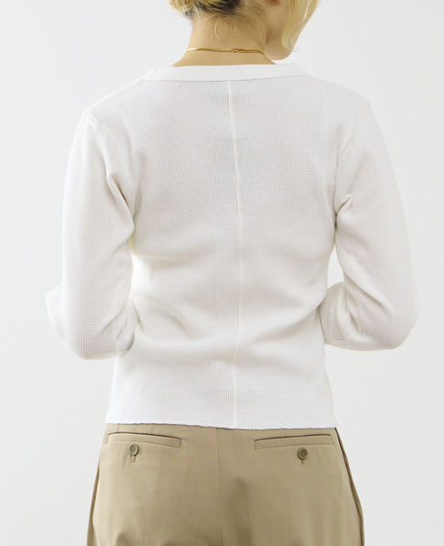 【GREEN BUTTER/グリーンバター】Waffle Long Sleeve Tee 詳細画像 アイボリー 2