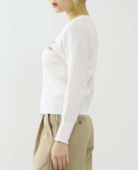 【GREEN BUTTER/グリーンバター】Waffle Long Sleeve Tee 詳細画像 アイボリー 3