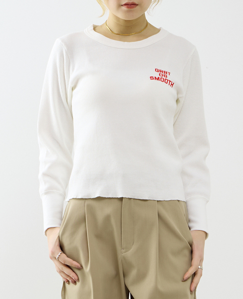 【GREEN BUTTER/グリーンバター】Waffle Long Sleeve Tee 詳細画像 アイボリー 4