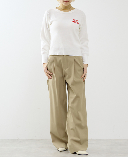 【GREEN BUTTER/グリーンバター】Waffle Long Sleeve Tee 詳細画像 アイボリー 9