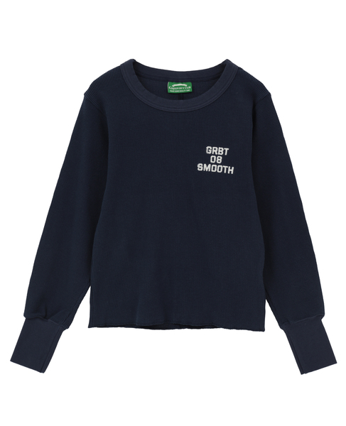 【GREEN BUTTER/グリーンバター】Waffle Long Sleeve Tee 詳細画像 ネイビー 1