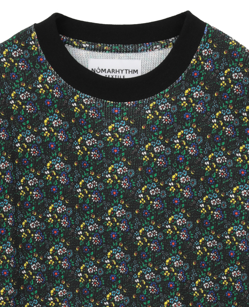 【NOMARHYTHM TEXTILE/ノーマリズムテキスタイル】Small Flower Waffle Tee 詳細画像 ブラック 3