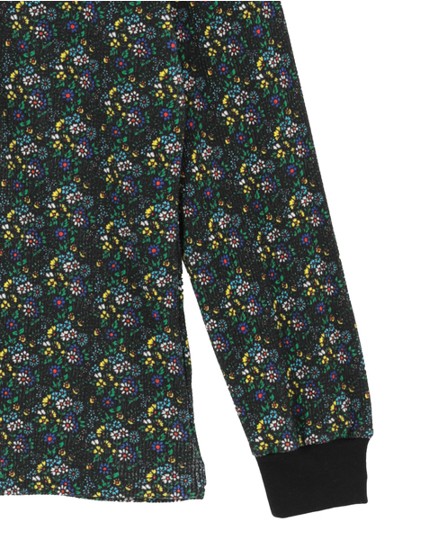 【NOMARHYTHM TEXTILE/ノーマリズムテキスタイル】Small Flower Waffle Tee 詳細画像 ブラック 4