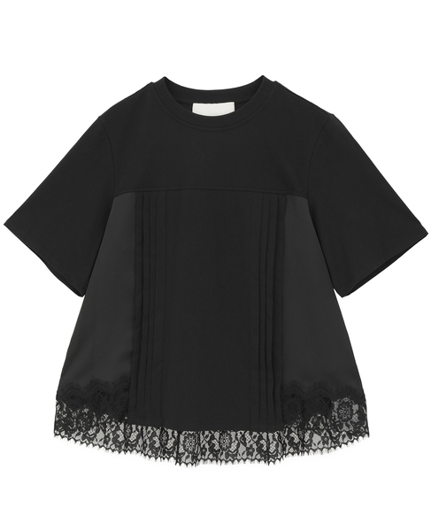 【3.1 Phillip Lim/スリーワンフィリップリム】Satin Lace Combo T-Shirt 詳細画像 ブラック 1