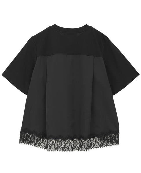 【3.1 Phillip Lim/スリーワンフィリップリム】Satin Lace Combo T-Shirt 詳細画像 ブラック 2