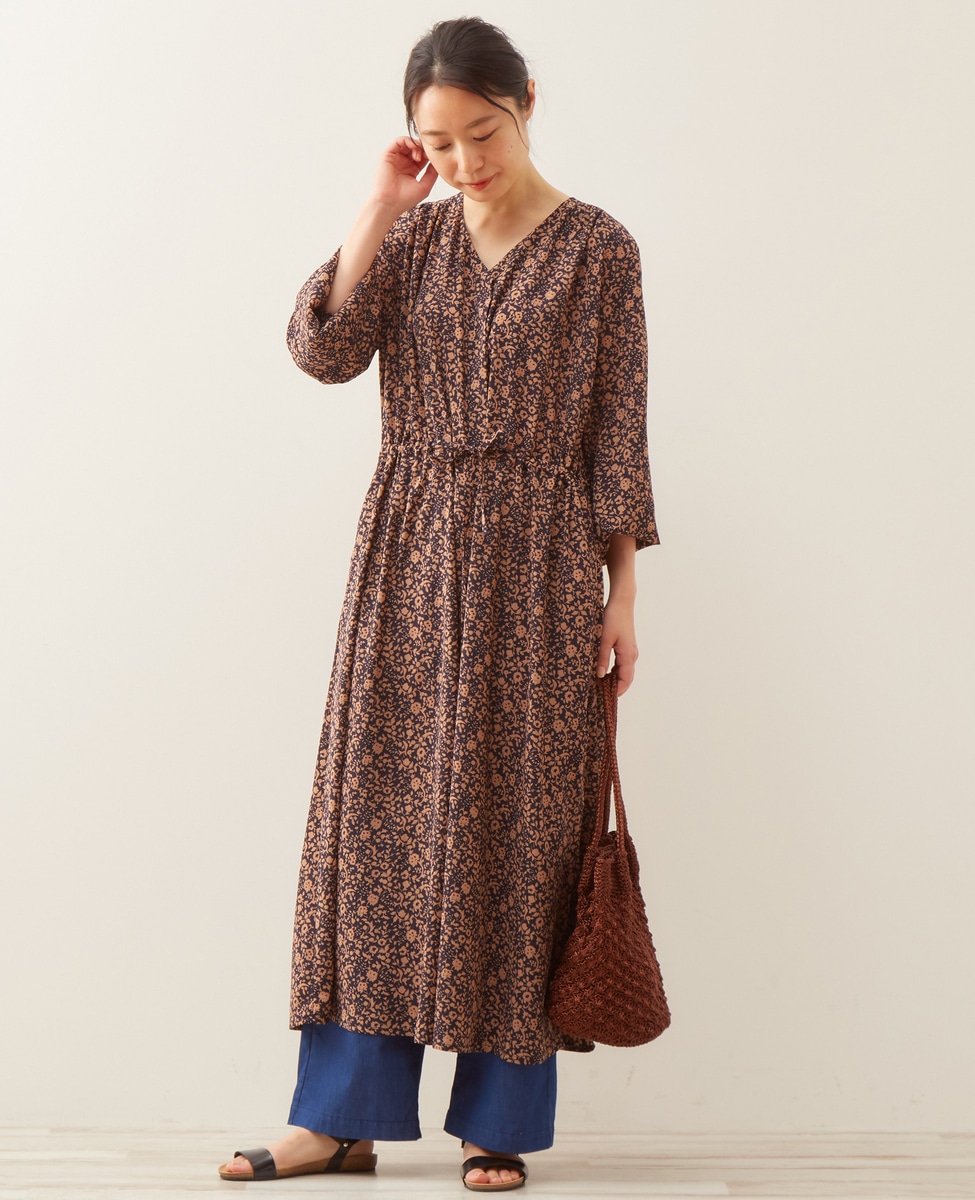 配送員設置送料無料 ｖネックワンピース フラワープリント ウエストリボン Aライン 七分袖 エレガント フェミニン 通勤 卒業式 入学式 謝恩会 結婚式二次会 日本未入荷 入手困難 Diquinsa Com Mx