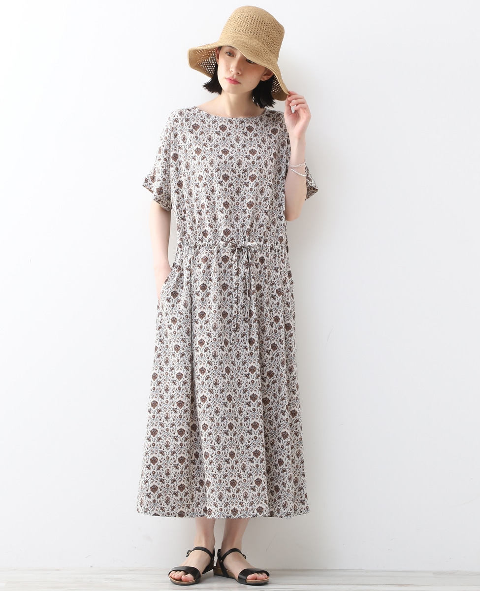 ビンテージ風の上品なプリントで着映え ゆったりシルエットのシンプルワンピース 商品詳細 メルローズ公式通販 Melrose Store メルローズストア