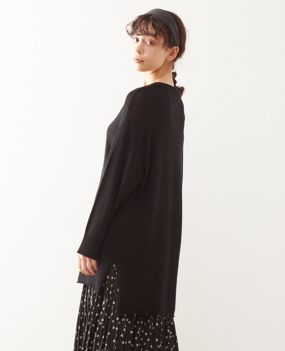 女性らしく落ち着きのあるヘム切り替え地柄ニットチュニック 商品詳細 メルローズ公式通販 Melrose Store メルローズストア
