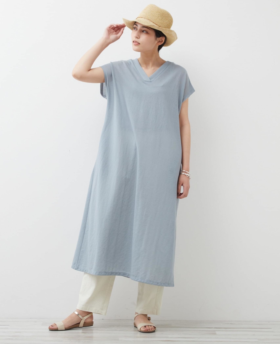 布帛見え落ち着きのリラックス大人vネックワンピース 商品詳細 メルローズ公式通販 Melrose Store メルローズストア
