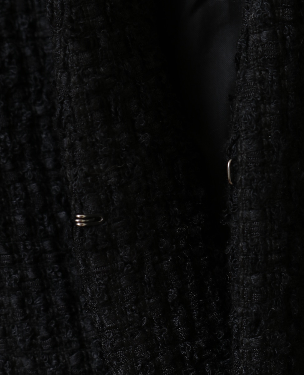 【noir】表情豊かなツイード素材で華やかな印象に◎スッキリ見えVネックのオケージョン対応ジャケット 詳細画像 ブラック 18