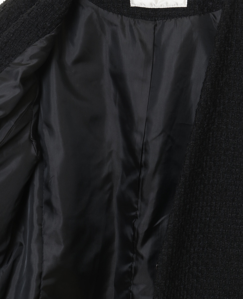 【noir】表情豊かなツイード素材で華やかな印象に◎スッキリ見えVネックのオケージョン対応ジャケット 詳細画像 ブラック 19